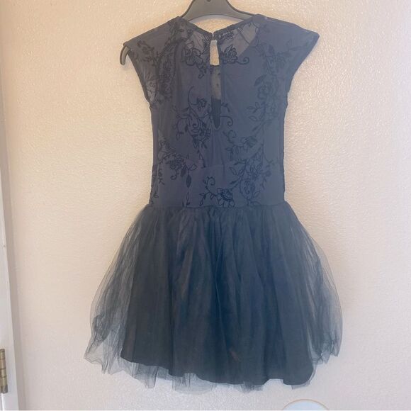WEISSMAN Balera Dance Costume black tutu skirt flocked mesh dress D9329 child LC - Picture 3 of 15